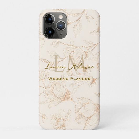 Neutral Wildflower Monogram Business Chic iPhone  Case-Mate iPhoneケース (裏)