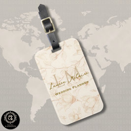 Neutral Wildflower Monogram Business Travel ラゲッジタグ