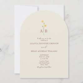 Neutral Wildflower QR Code 結婚's 招待状