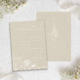 Neutral Wildflower RSVP Card Minimalist Wedding エンクロージャーカード