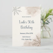 Neutral Winter 50th Birthday Invitation – Minimal 招待状 (スタンド正面)