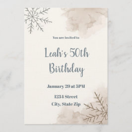 Neutral Winter 50th Birthday Invitation – Minimal 招待状