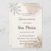 Neutral Winter Quinceañera Invitation – Minimalist 招待状 (正面/裏面)