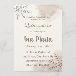 Neutral Winter Quinceañera Invitation – Minimalist 招待状
