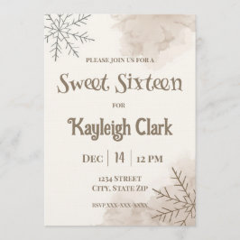 Neutral Winter Sweet Sixteen Invitation – Minimal 招待状