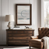 Neutral Winter Watercolor Custom Last Name Print ポスター