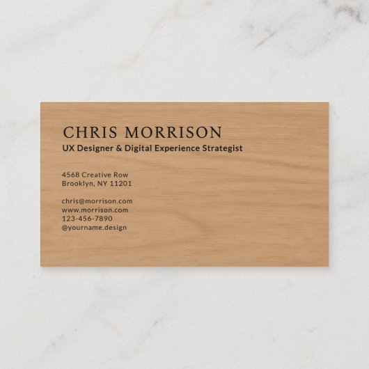 Neutral Wood Photo Monogram Professional  名刺 (裏面)