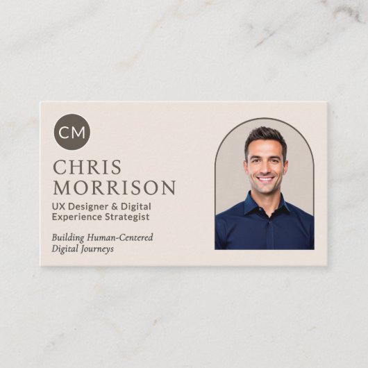 Neutral Wood Photo Monogram Professional  名刺 (正面)