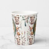 Neutral Woodland Animals Kids Birthday Photo 紙コップ (右)