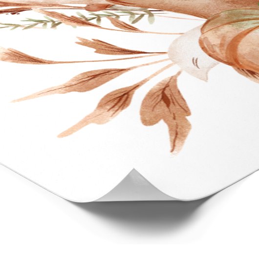 Neutral Woodland Fox Little Pumpkin Welcome ポスター (角)