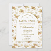 Neutral Woodland Leaves Baby Shower 招待状 (正面)