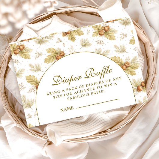 Neutral Woodland Leaves Diapper Raffle エンクロージャーカード