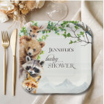 Neutral Woodland Wildlife Baby Shower Party Table ペーパープレート<br><div class="desc">These baby shower paper plates were designed for calm,  nature-inspired celebrations. Featuring gentle greenery and sweet woodland wildlife,  they bring a soft storybook feel to your table. Perfect for gender-neutral baby showers,  rustic themes,  and parents who love timeless forest charm.</div>