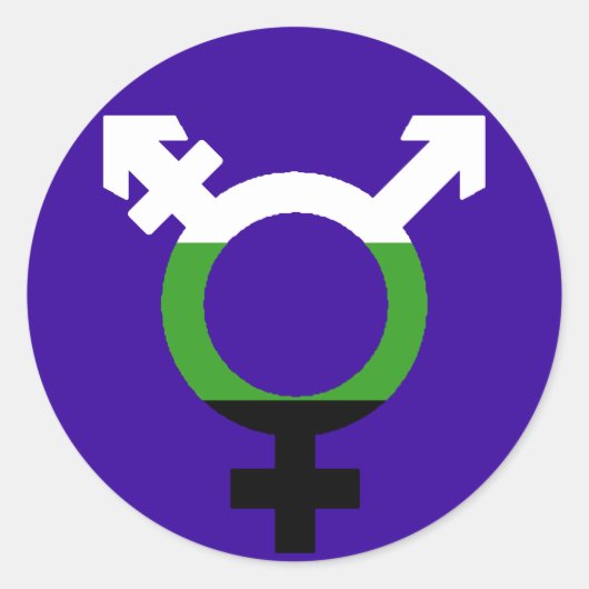 Neutrois フラッグ Trans 記号 ラウンドシール (正面)