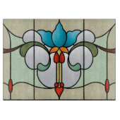 Neuveauの青いチューリップのガラスまな板 カッティングボード (正面)