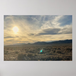 Nevada Desert Sunset – Golden Sky Over Horizon ポスター