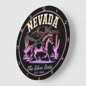 Nevada Silver State Horse  ラージ壁時計 (傾斜)