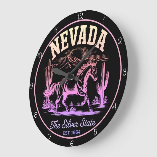 Nevada Silver State Horse  ラージ壁時計 (傾斜)