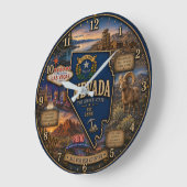Nevada State Silver Desert and Las Vegas Rustic ラージ壁時計 (傾斜)
