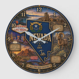 Nevada State Silver Desert and Las Vegas Rustic ラージ壁時計