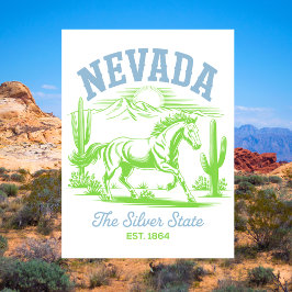 Nevada The Silver State Est. 1864 Wild Horse ポストカード