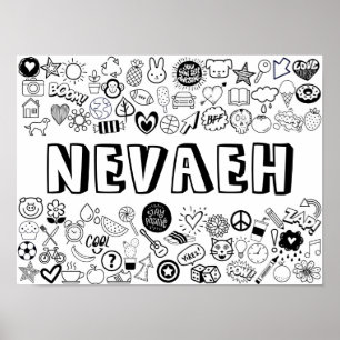 'NEVAEH'カラーIT-YOURSELFアウトラインデザイン ポスター
