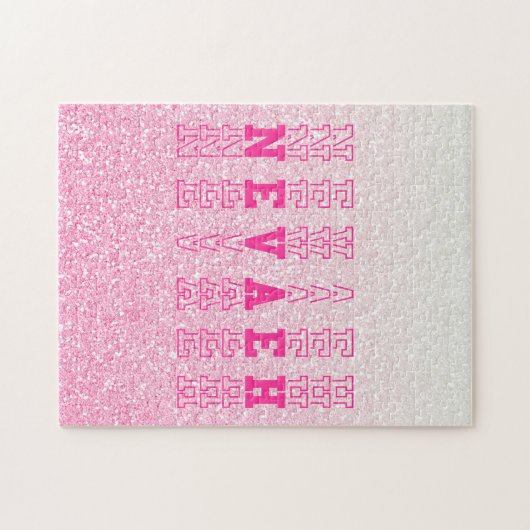 Nevaeh Cute Pink Custom Girly Name ジグソーパズル (横)