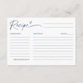 NEVEネイビーブルーレシピブライダルシャワー エンクロージャーカード (正面)