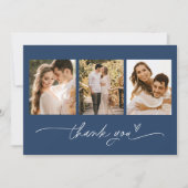 NEVEネイビーブルー結婚フォトサンキューカード 招待状 (正面)