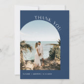 NEVE Navy Blueのモダン写結婚真サンキューカード 招待状 (正面)