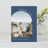 NEVE Navy Blueのモダン写結婚真サンキューカード 招待状 (スタンド正面)