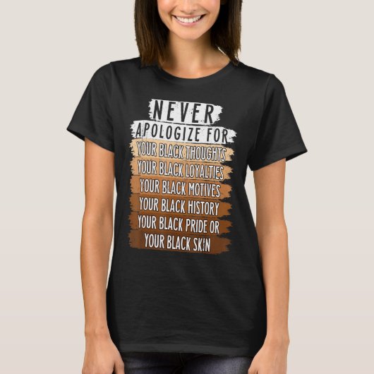 Neverレトロ謝るBLMブラックヒストリ月Mela Tシャツ (正面)