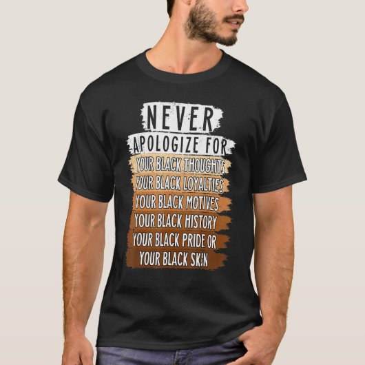 Neverレトロ謝るBLMブラックヒストリ月Mela Tシャツ (正面)