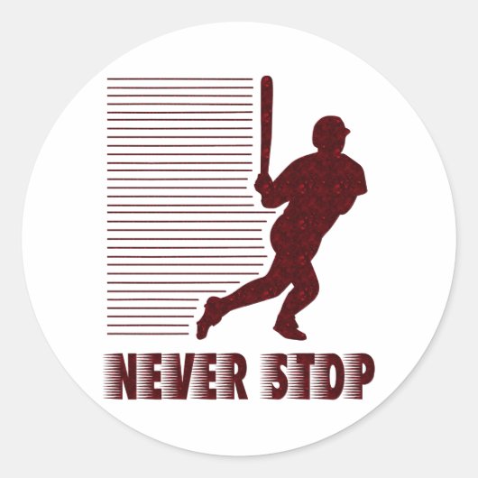 Never ストップ: Baseball ラウンドシール (正面)