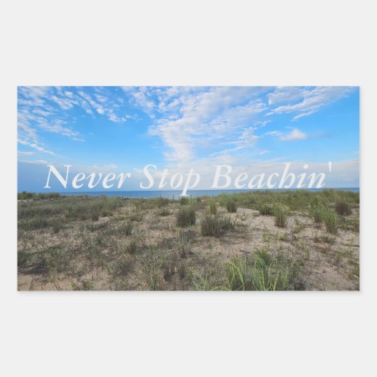 Never ストップ Beachin Stickers 長方形シール (正面)