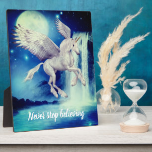 Never ストップs信じ Unicorn飛んでいる Waterfall フォトプラーク