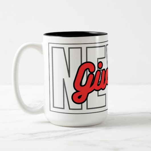 Never 与え Upやる気を起こさせるタイポグラフィ引用文 ツートーンマグカップ (左)