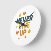 Never 与え Upやる気を起こさせる引用文Tシャツ ラウンド壁時計 (傾斜)
