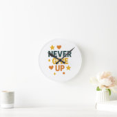 Never 与え Upやる気を起こさせる引用文Tシャツ ラウンド壁時計 (ホーム)