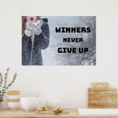 「Never 与え Up」の感動的Wall Art Poster ポスター (キッチン)