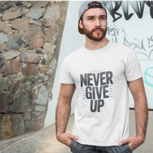 "Never 与え Up"やる気を起こさせる引用文スポーツデザイン Tシャツ