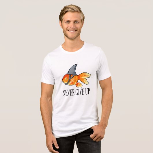 Never 与え Up - やる気を起こさせる引用文 トライブレンドTシャツ (正面全面)