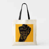"Never 与え Up" やる気を起こさせる拳トートバッグ トートバッグ (裏面)