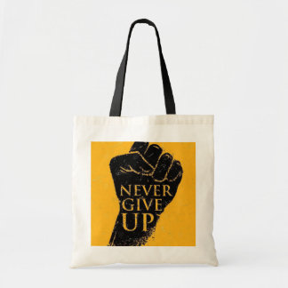 "Never 与え Up" やる気を起こさせる拳トートバッグ トートバッグ