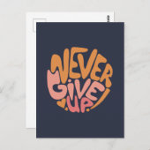 Never 与え Up – ピンクとオレンジの濃やる気を起こさせる色 ポストカード (正面/裏面)