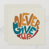 Never 与え Up – 可愛いメッセージやる気を起こさせる ノートカード (正面/裏面)