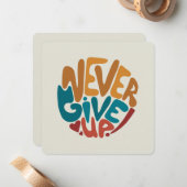Never 与え Up – 可愛いメッセージやる気を起こさせる ノートカード (正面/裏面インサイチュ)