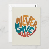 Never 与え Up – 可愛いメッセージやる気を起こさせる ポストカード (正面/裏面)
