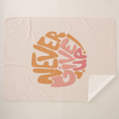 Never 与え Up – 日々ピンクとオレンジやる気を起こさせる シェルパブランケット (正面(横))