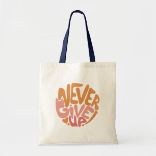 Never 与え Up – 日々ピンクとオレンジやる気を起こさせる トートバッグ